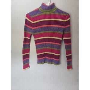 Talbots Women's Size Large Striped Roll Neck Vintage Y2K Sweater